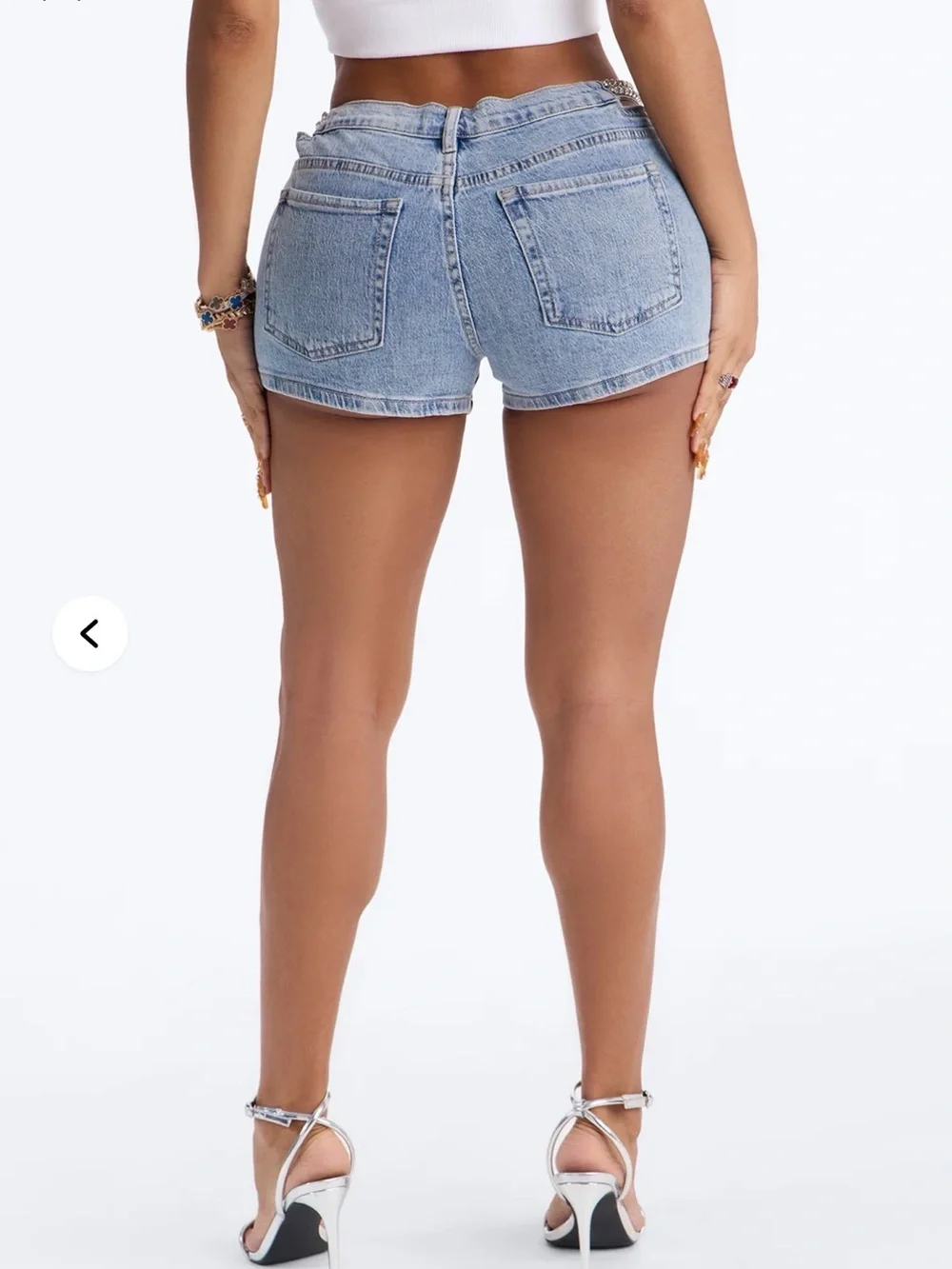 Glam Girl Embellished Denim Shorts - Light Wash
